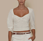 LE JEAN Linen Crochet Top - Sand