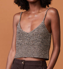 Monrow Marled Sweater Crop Rib Tank