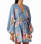 Hemant & Nandita Short Dress With Braided Belt - Pink/Blue Mix
