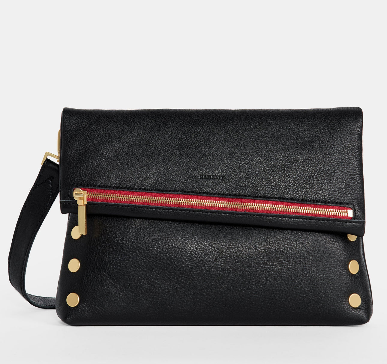 Hammitt VIP LRG Oversized Crossbody Clutch - Black/Brushed Gold/Red Zip