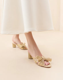 Loeffler Randall Emilia Pleated Bow Heel - Gold