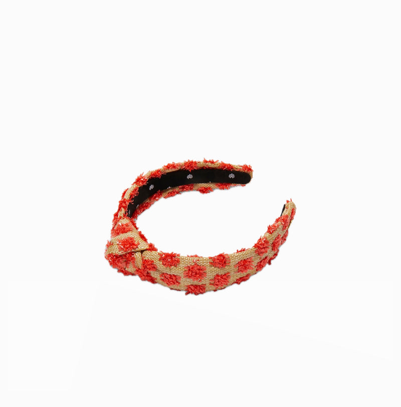 Lele Sadoughi Natural Melon Slim Knotted Dotted Raffia Headband