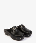 Penelope Chilvers Low Horsebit Leather Clog - Black