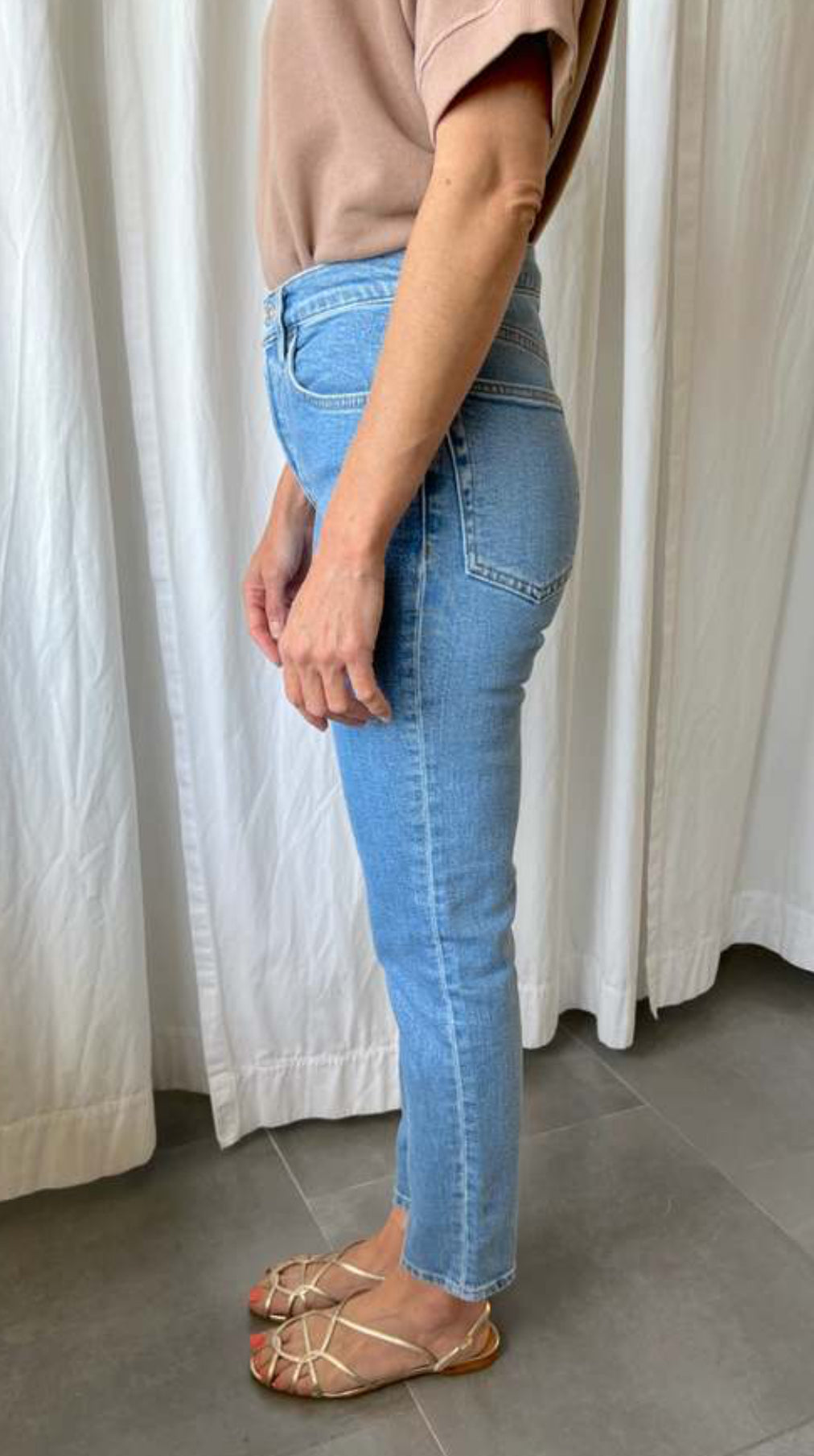 Re/Done 90s Ultra High Rise Ankle Crop - Blue Stone