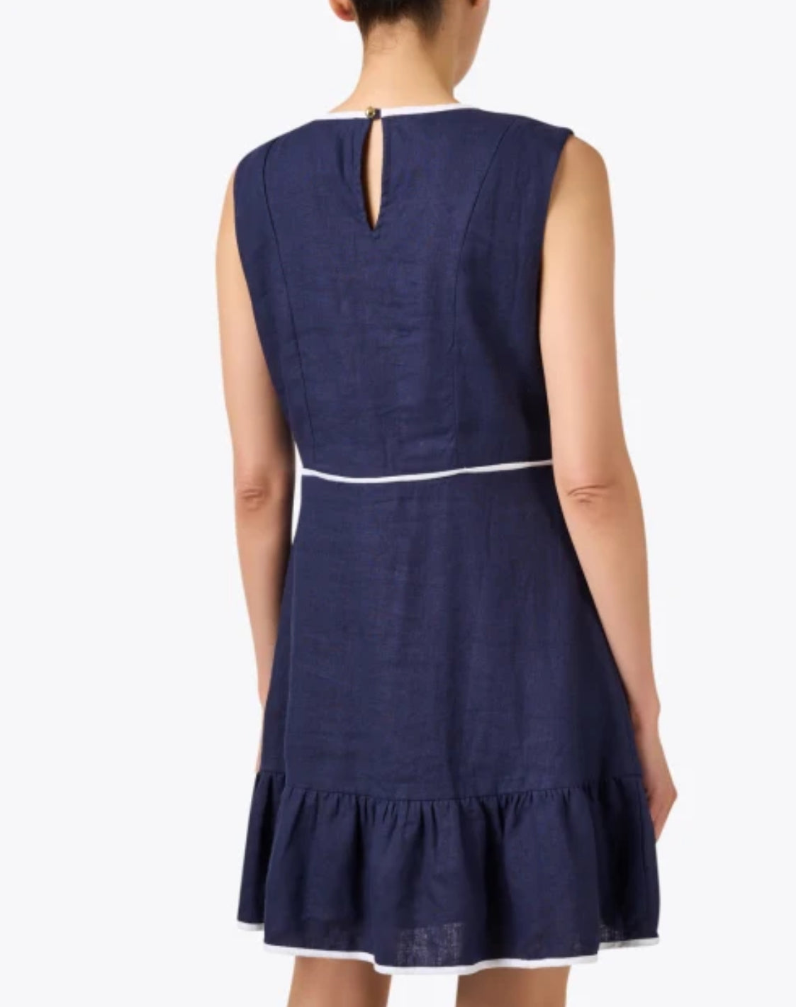 Sail To Sable Navy Ruffle Hem Dress