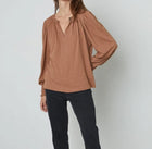 Velvet by Graham & Spencer Irina Split Neck Tee - Camel