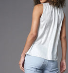 Lola & Sophie Foil Satin Split V Neck Tank