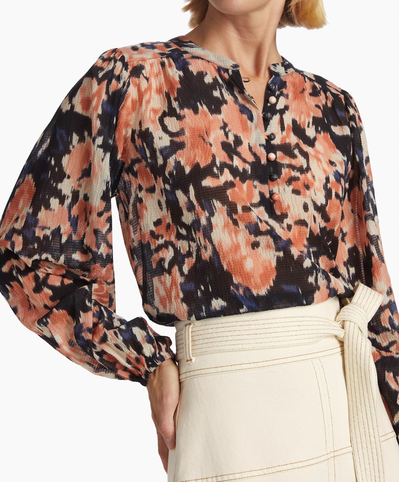 Tanya Taylor Miranda Printed Blouse - Peach Multi