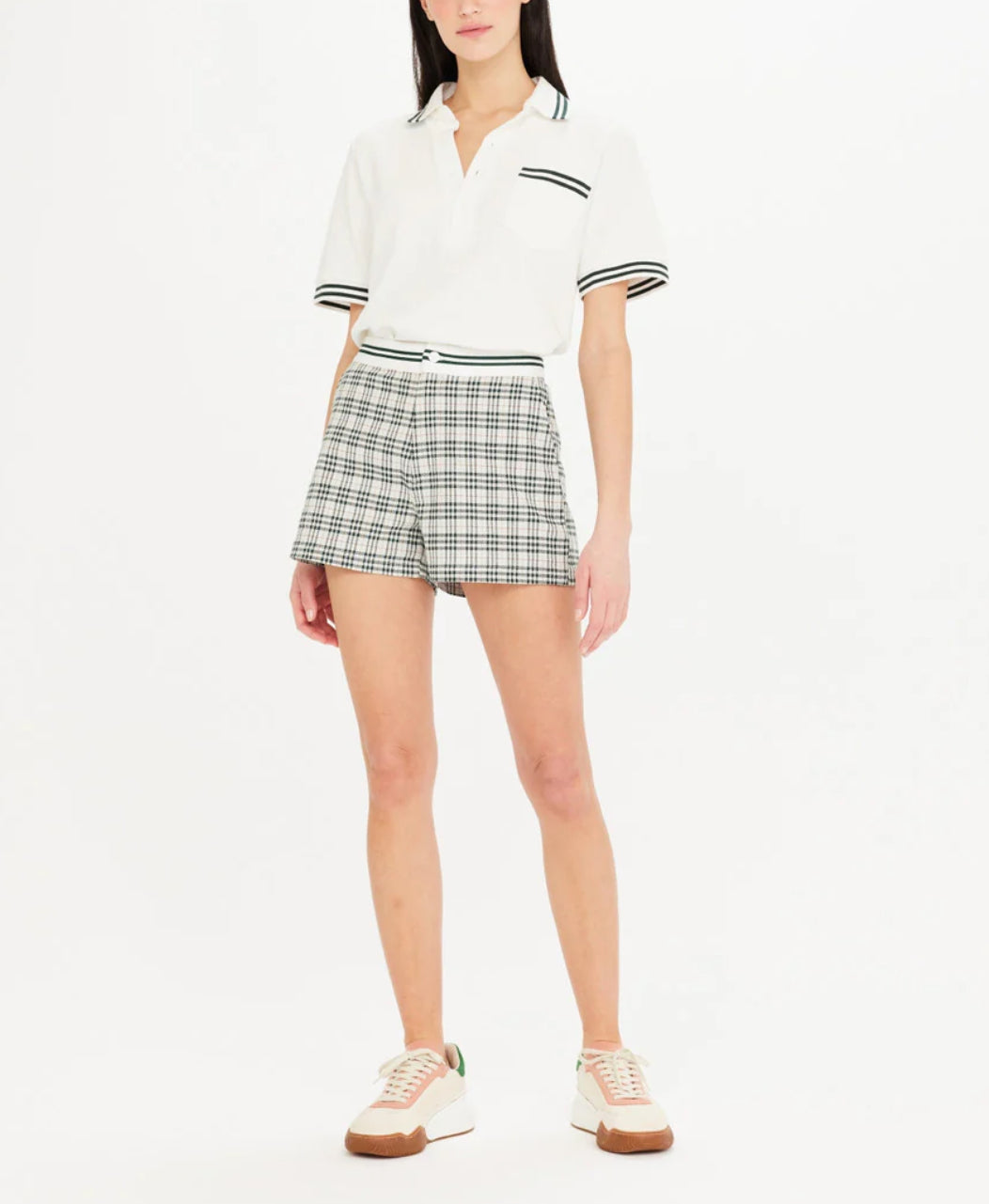 The Upside Hill Polo -  Cream/Green Trim