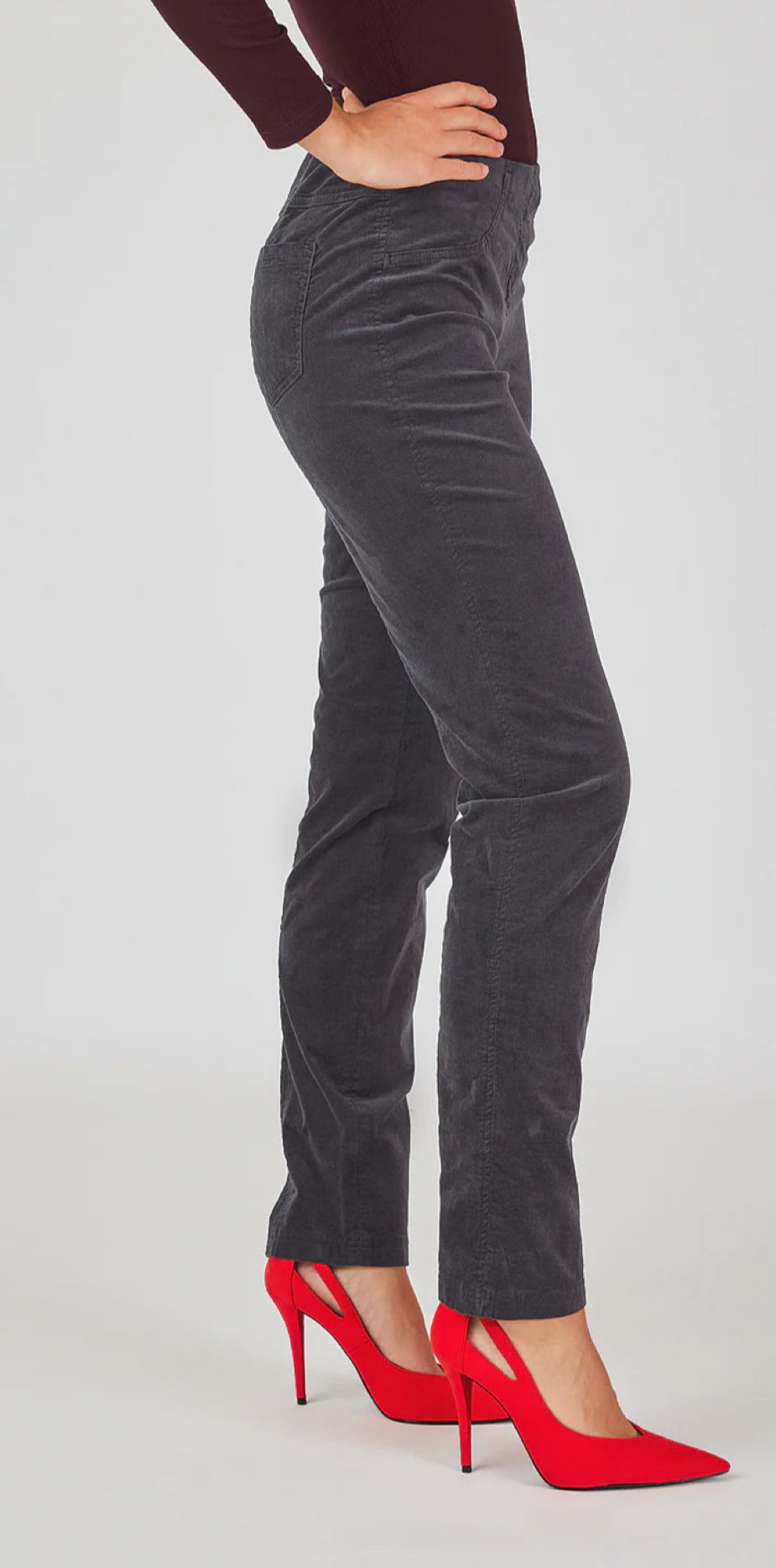 ROBELL Bella Velvet Trousers - Grey