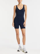 Bandier V-Neck Tempo Short Catsuit - Navy Blazer
