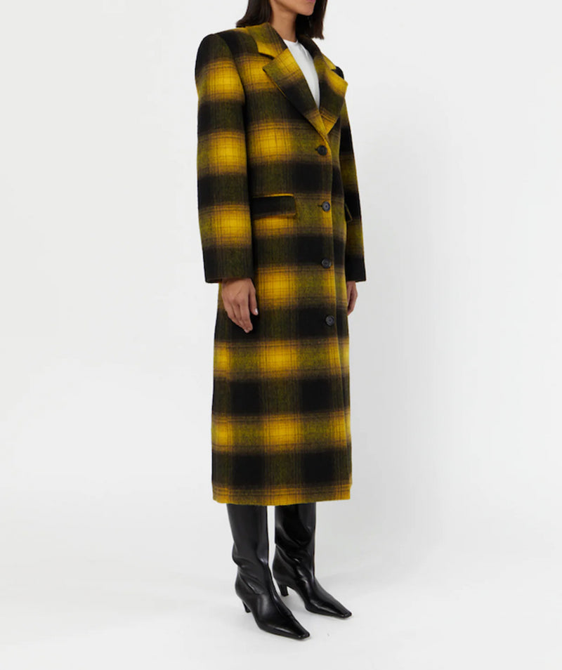 Apparis Alma Plaid Vegan Overcoat - Yellow