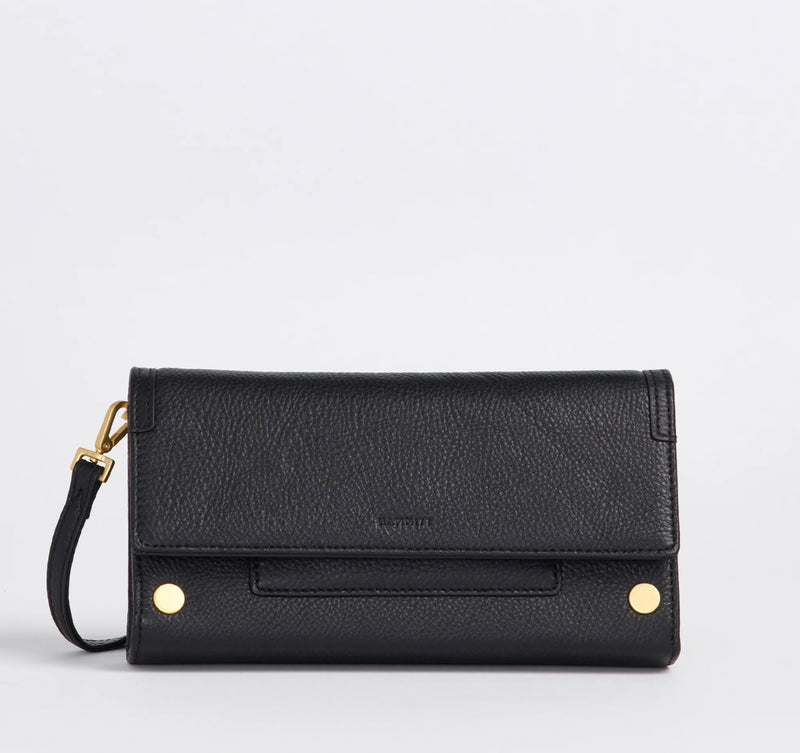 Hammitt AJ Crossbody Clutch - Black/Brushed Gold/Red Zip