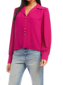 Fifteen Twenty Shirred Blouse - Hot Pink