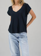 LNA Kaden Cotton V Neck - Black