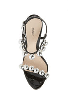 Schutz Nellie Single Sole Pearl Sandal - Black Patent Leather