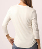 Another love Avalyn Opeb Henley Quarter Sleeve Tee - Vintage Cream