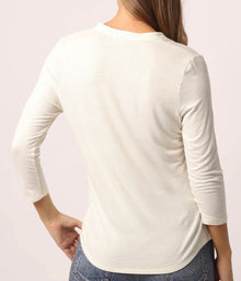 Another love Avalyn Opeb Henley Quarter Sleeve Tee - Vintage Cream