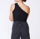 Monrow Cutout One Shoulder Bodysuit - Black