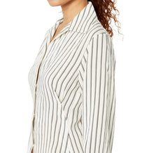 Vince Double Stripe Shaped Long Sleeve Blouse