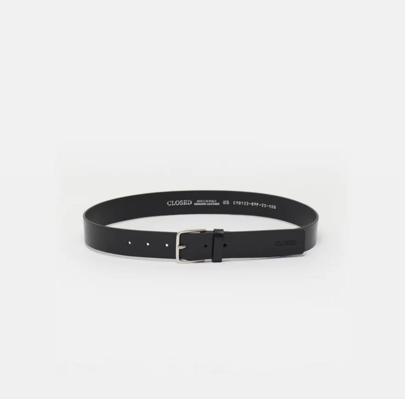 Closed Leather Belt - Black