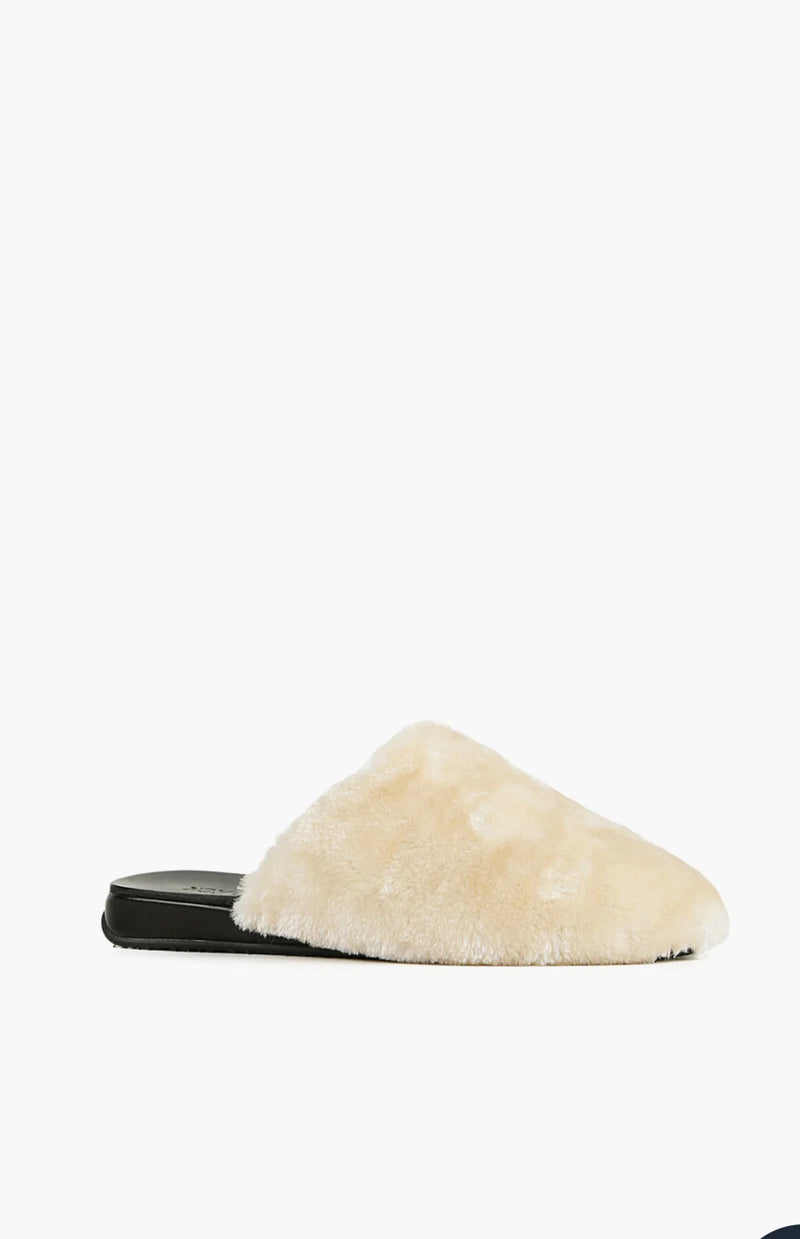 All Black Fun Fur Slipper - Beige