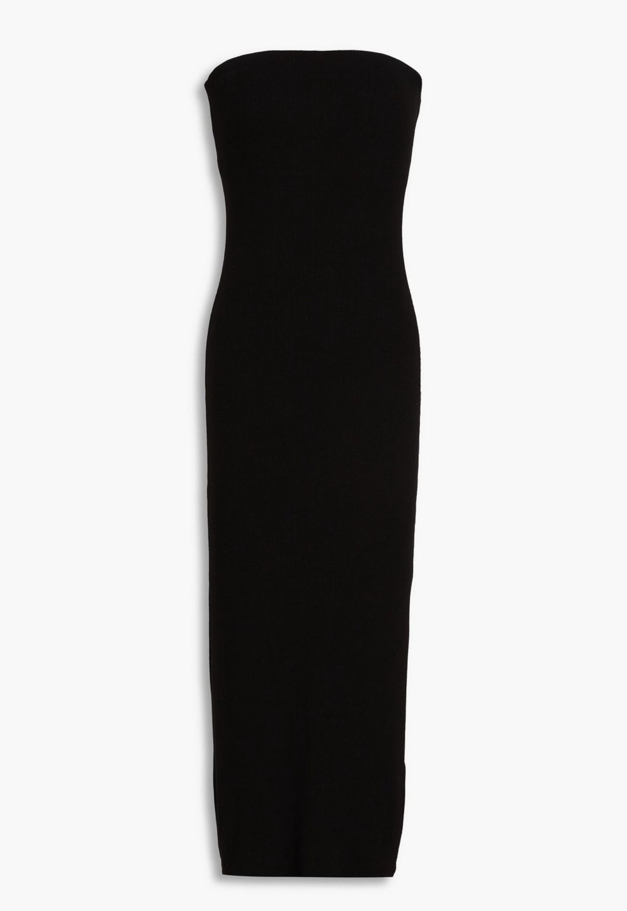 Enza Costa Costa Silk Ribbed Strapless Sweetheart Midi Dress - Black