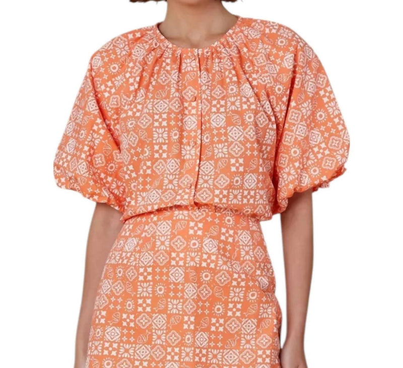 OLIVIA by livro Freda Top - Orange Checkerboard