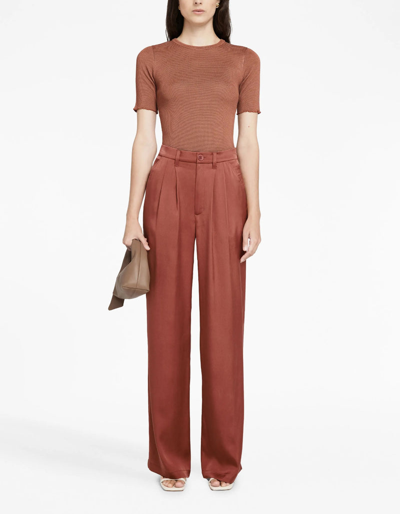 Anine Bing Carrie Silk Trousers - Terracotta