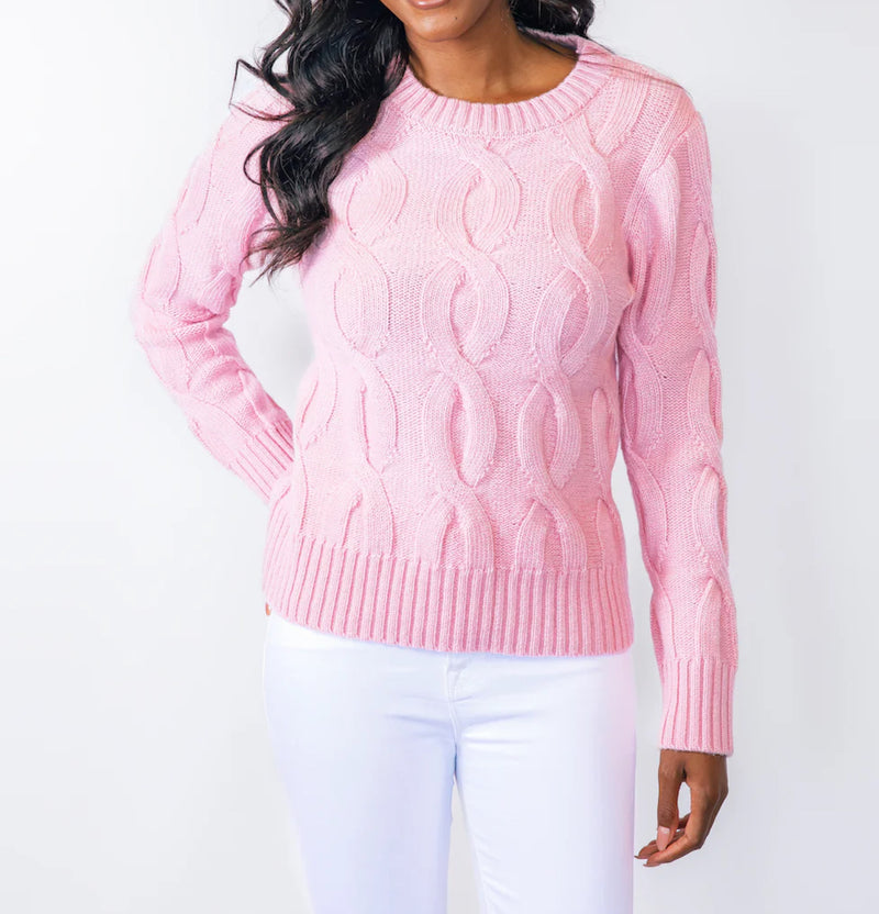 Sail To Sable Chunky Cable Knit Sweater - Blush