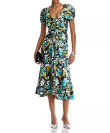 Cinq à Sept Tossed Floral Walker Dress - Obsidian Multi