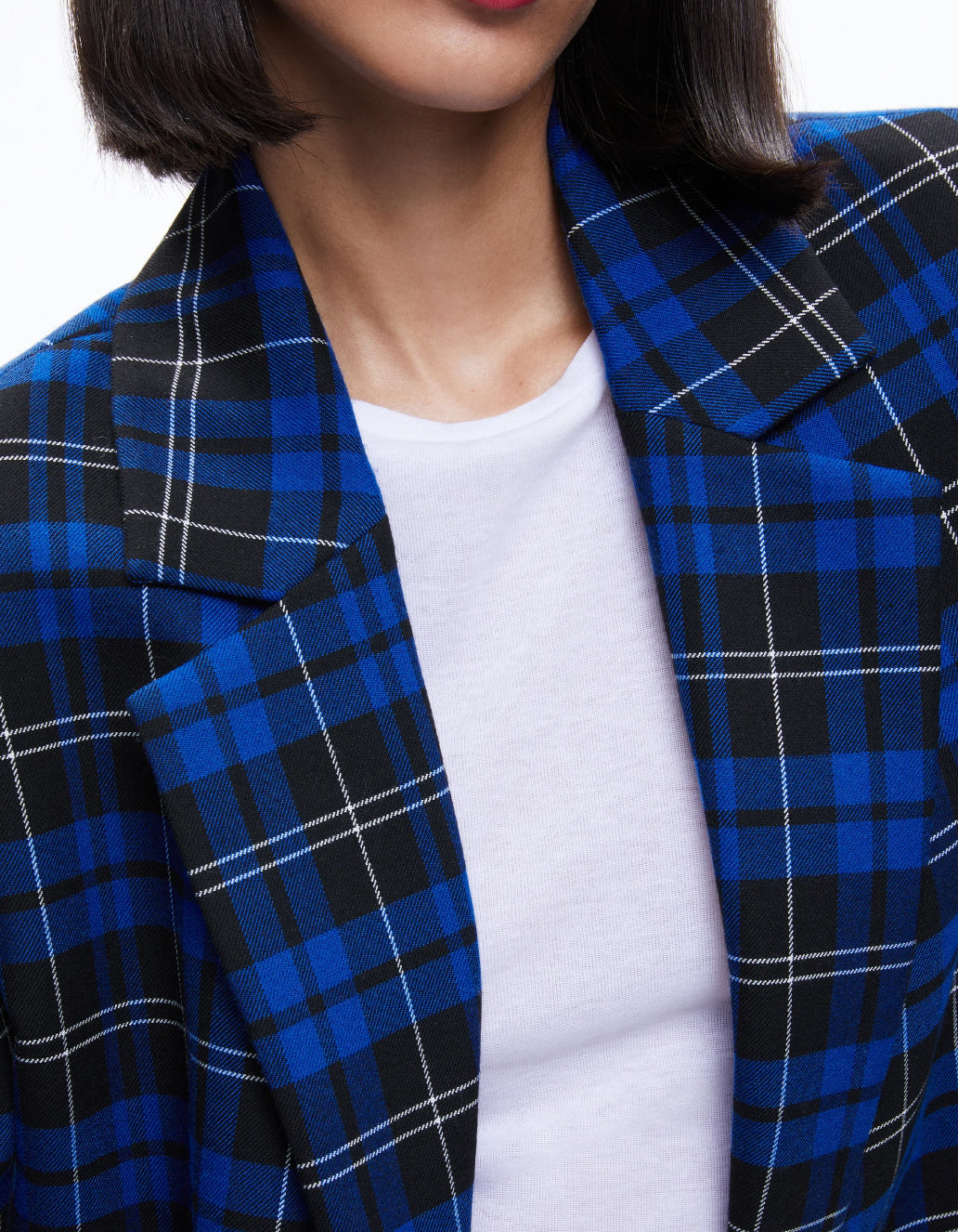 Alice + Olivia Ashley Oversized Blazer - Schoolgirl Plaid Sapphire