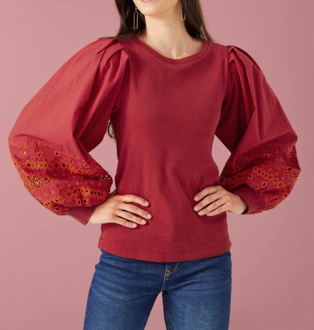 Alivia The Chrissy Top - Clay Embroidery