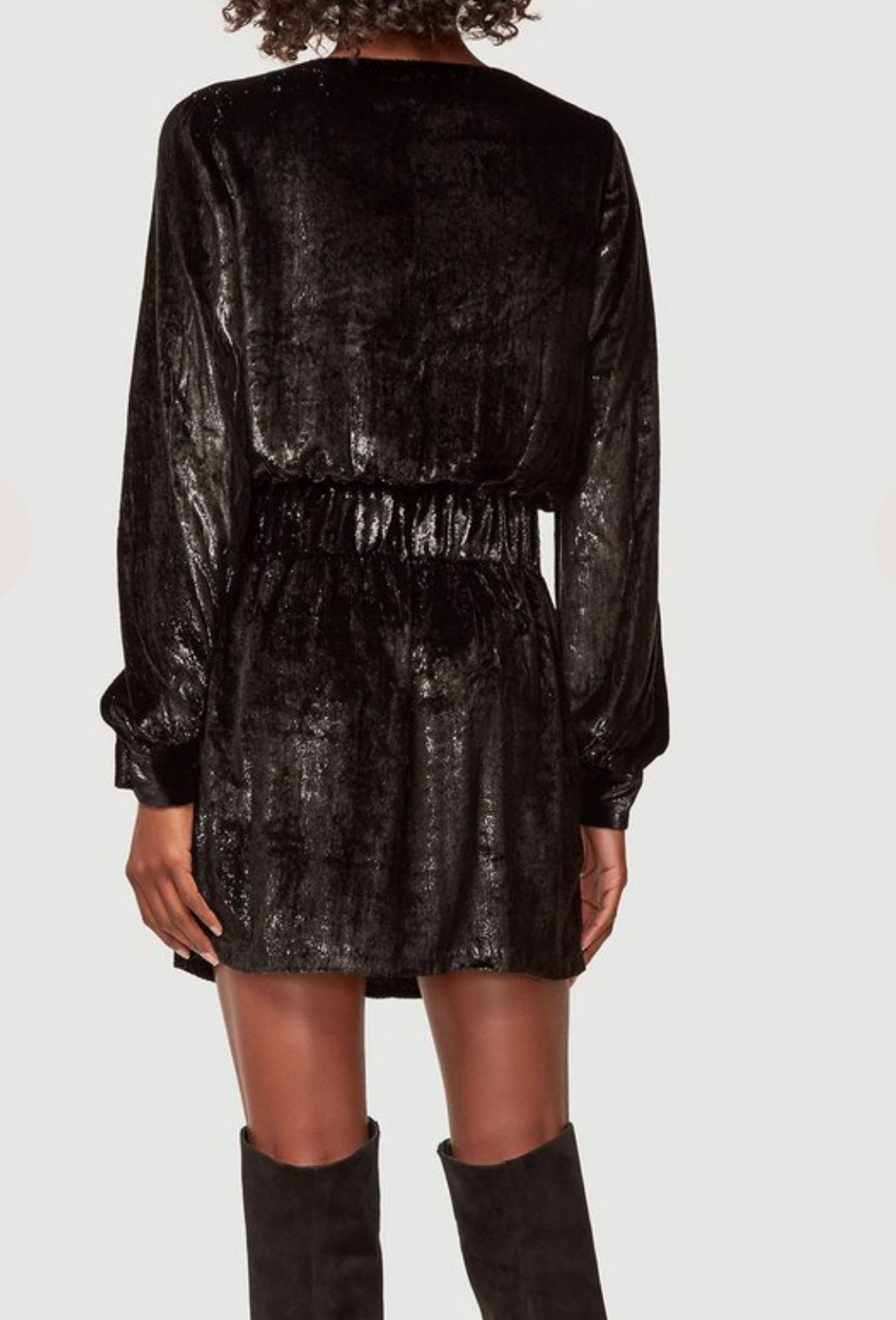 Frame Metallic Velvet Dress - Noir