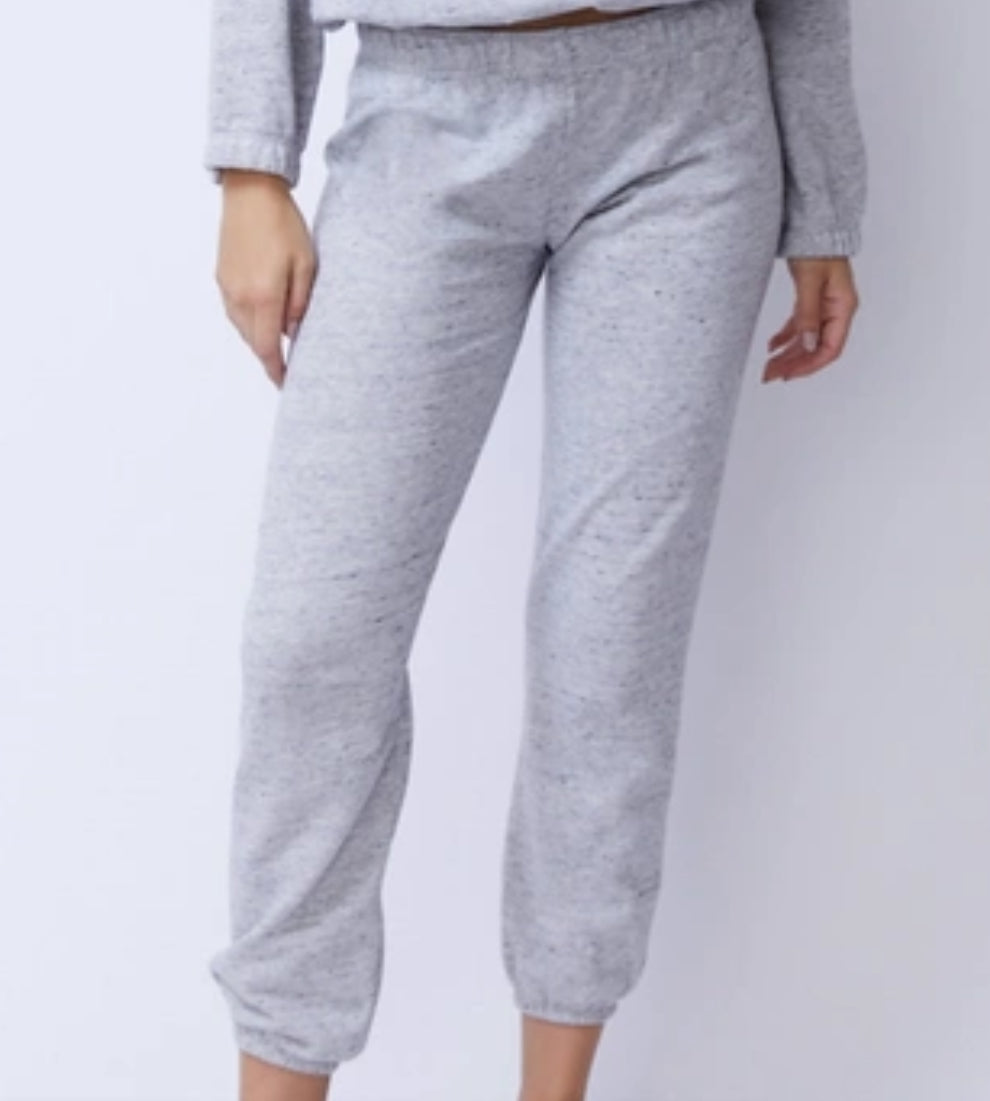 Monrow Neps Elastic Waist Sweatpants - Heather Grey