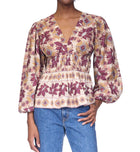 Cara Cara Emmery Top - Retro Floral Turtledove