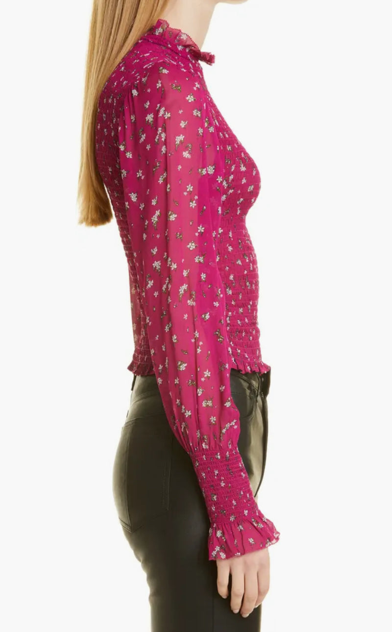 rag & bone Kayden Floral Smocked Bodice Blouse
