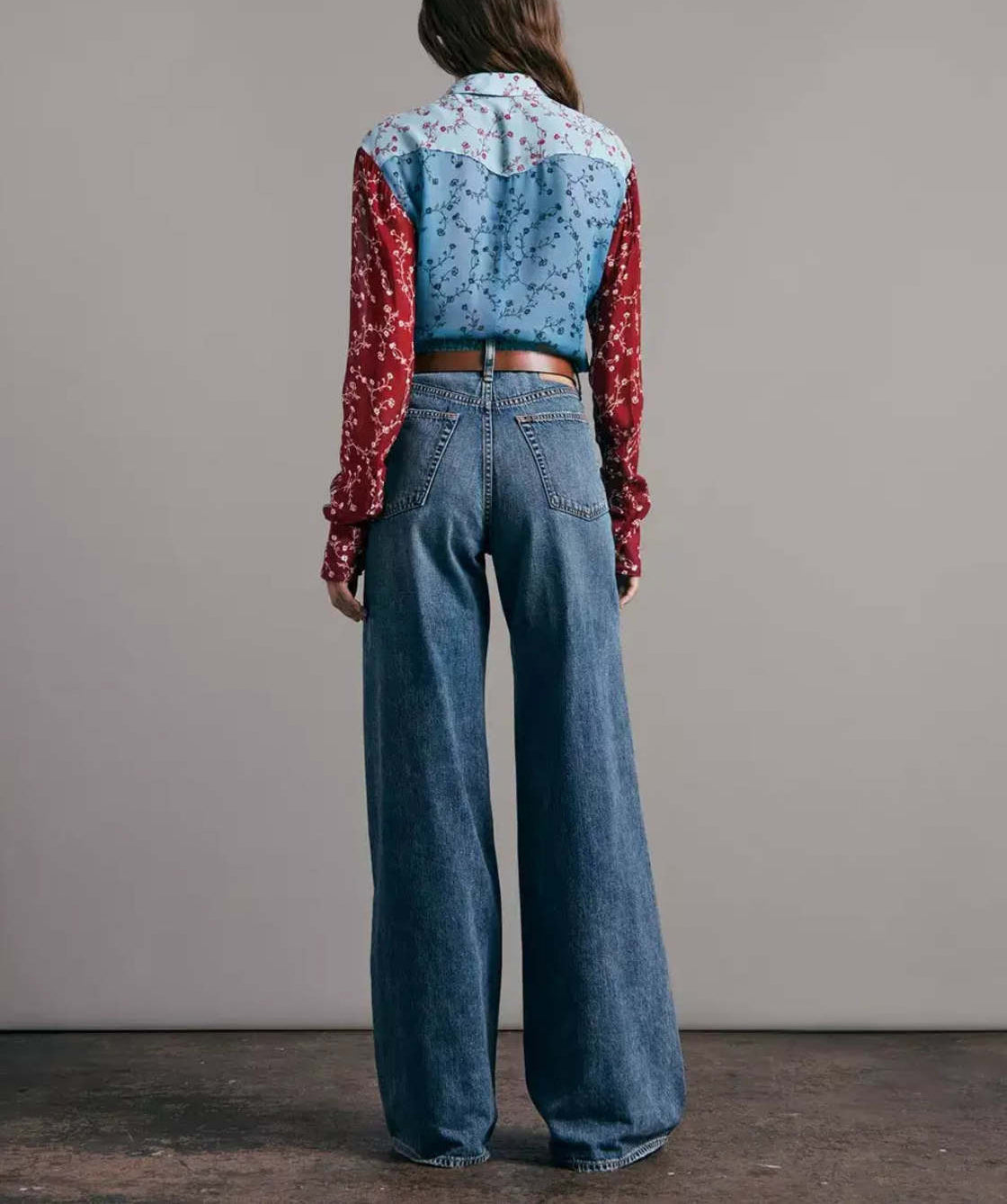rag & bone Wyatt Patchwork Shirt - Dark Blue Floral