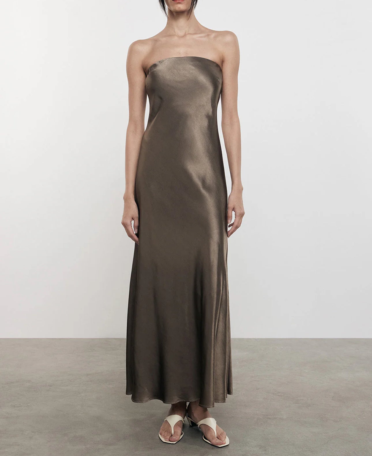 Enza Costa Satin Bias Dress - Shitake