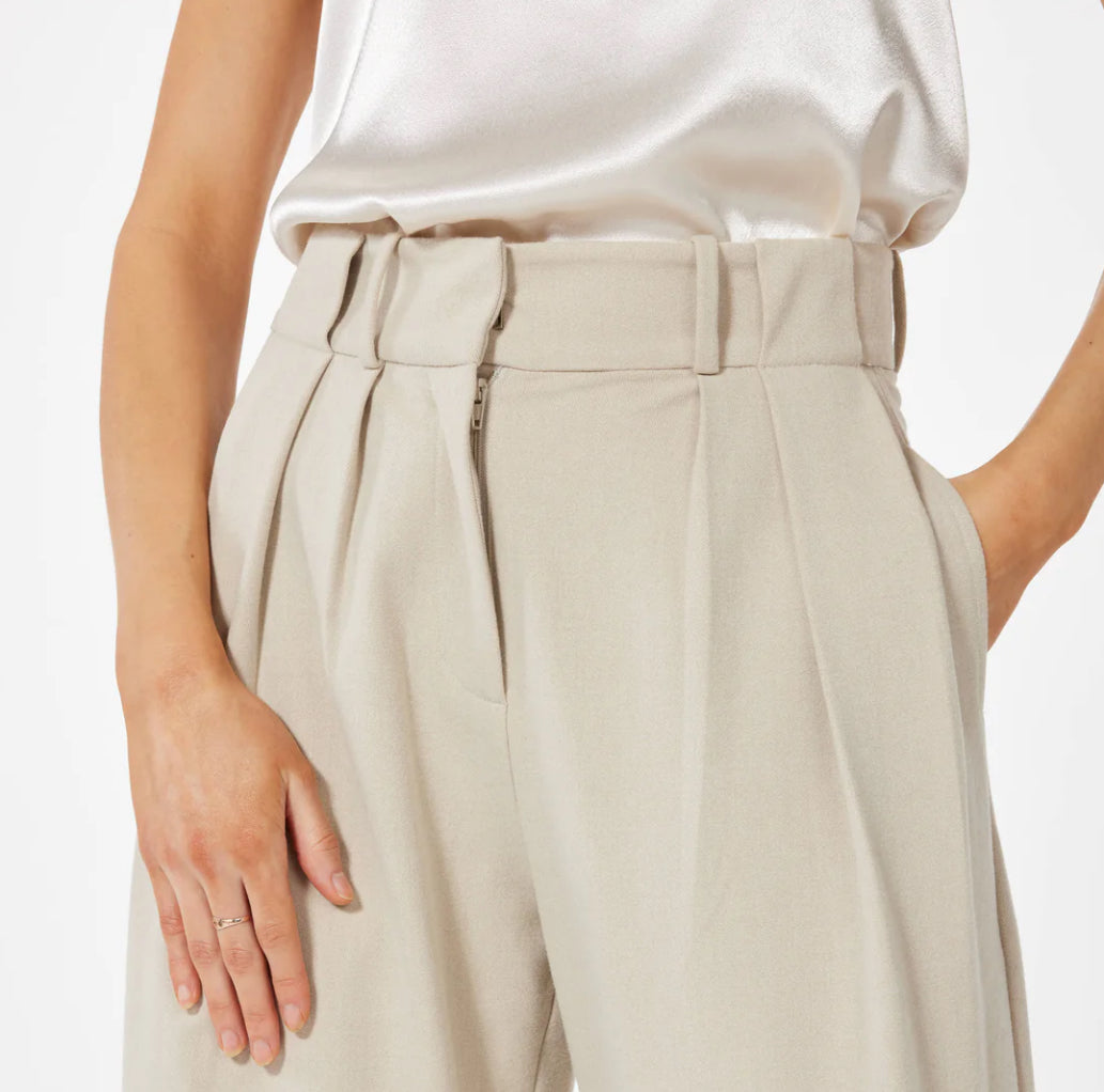 Sophie Rue Teddy Double Pleat Trousers - Taupe