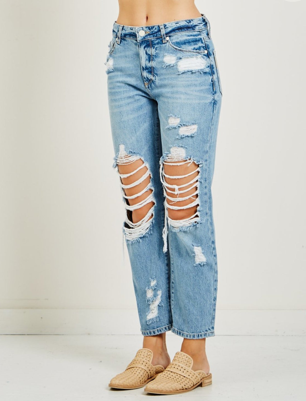 Paige Noella Straight Leg Jean - Jovie Destructed