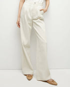 Veronica Beard Mia Pleated Wide-Leg Jean - Ecru