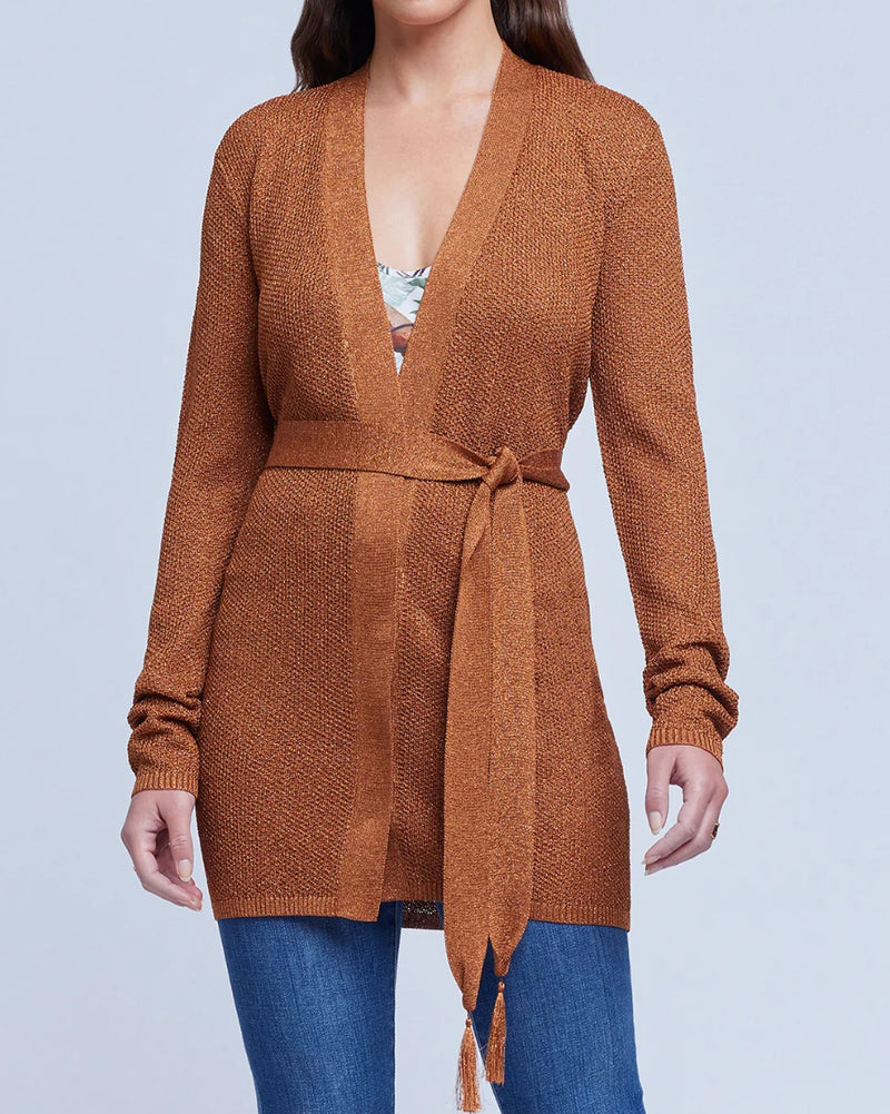 L’Agence Juni Tassel Belt Cardigan - Bronze