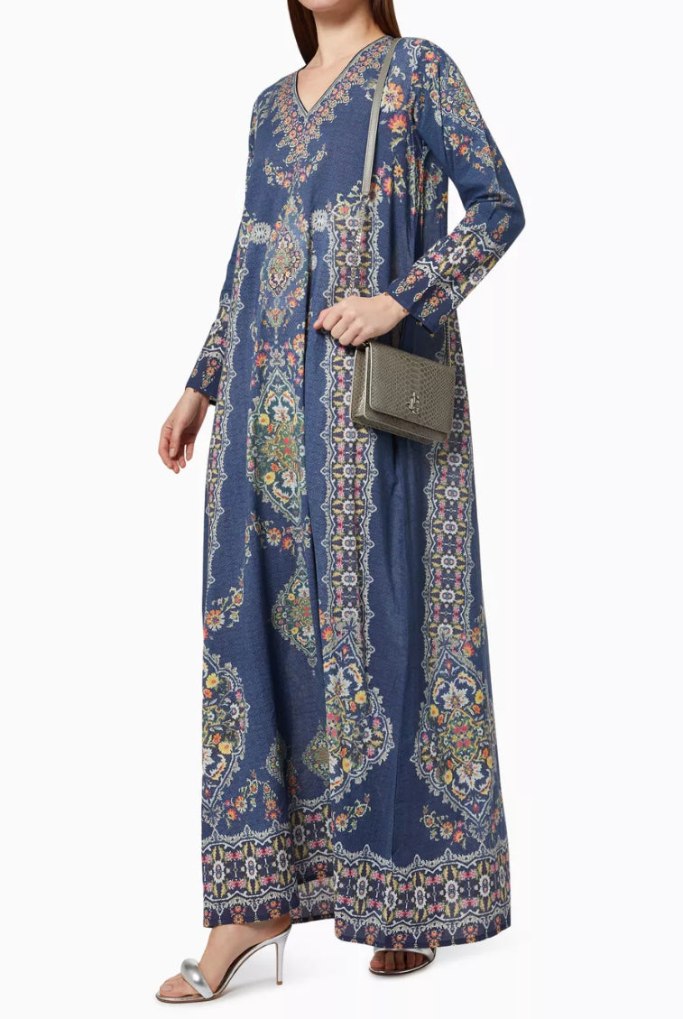 Rajdeep Ranawat Bahar Jalabiya Silk Dress - Ink Blue