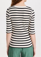 GANNI Striped Ribbed Tee - Black/White