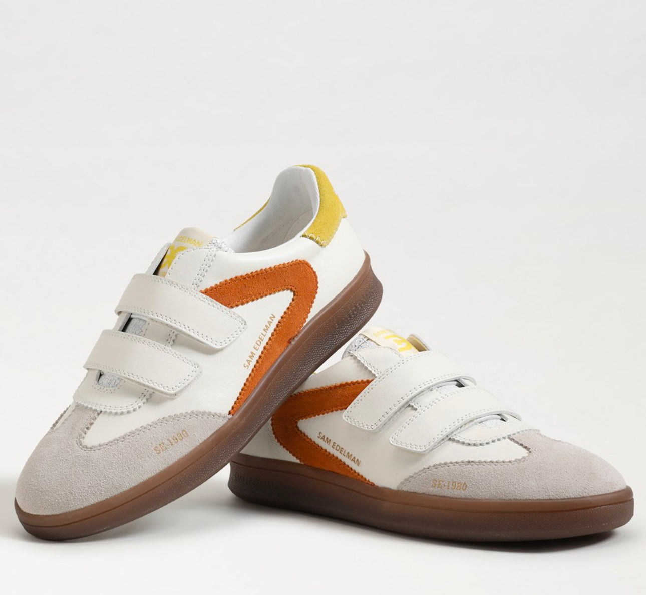 Sam Edelman Talia Velcro Sneaker - White/Orange/Yellow Suede