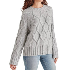 Steve Madden Micah Cable Knit Sweater - Silver/Grey