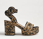 Sam Edelman Liana Platform Sandal - Black/Natural Raffia