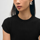 White + Warren Ribbed T Shirt - Black