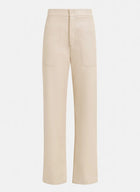 Essentiel Antwerp Faux Leather Straight Leg Pants - Ecru